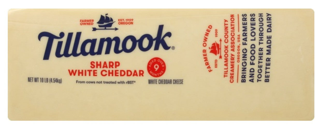Tillamook - Sharp Cheddar - White $10.99 per LB